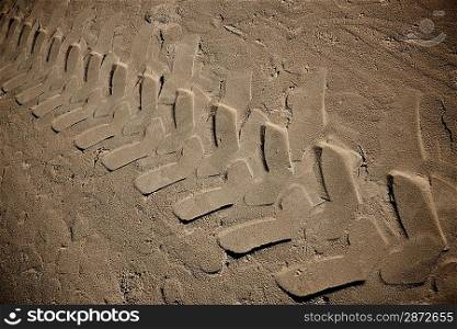 Tire marks on a sand