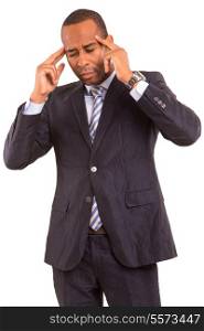 Tired african business man - headache concept
