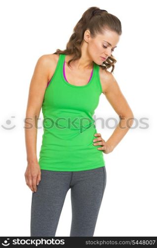 Tired fitness young woman
