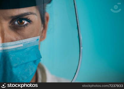 Tired, Stressed Female Medical Worker During Corona Virus Crisis