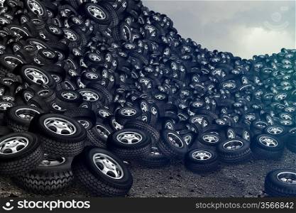 tires and cloudy sky background