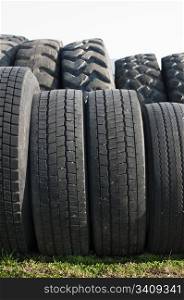 Tires for trucks and tractors. Vertical image