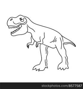 Tirex dinosaur outline image isolated vector illustration. Simple hand drawn sketch of prehistoric extinct animal with big teeth. Dino with grin decoration. Tirex dinosaur outline image isolated vector illustration