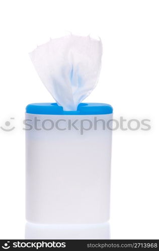 tissue dispenser for cleaning (computer screen or other devices) isolated on white background