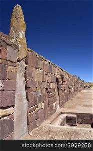 Tiwanaku Pre-Columbian site near La Paz in Bolivia - Parts of the site are over 2000 years old.