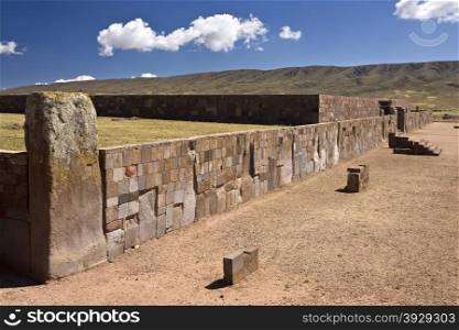 Tiwanaku Pre-Columbian site near La Paz in Bolivia - Parts of the site are over 2000 years old.
