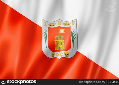 Tlaxcala state flag, Mexico waving banner collection. 3D illustration. Tlaxcala state flag, Mexico