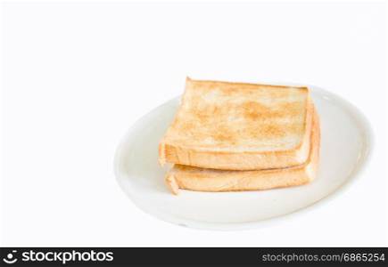 toast and coffee for breakfast meal on white background