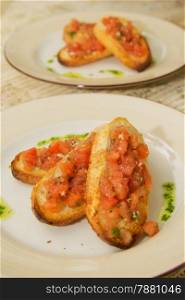 toast with red fish on a plate