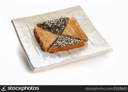 toast with seeds on white background