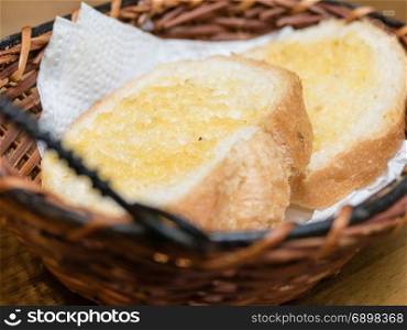 Toasted bread in basket for brunch