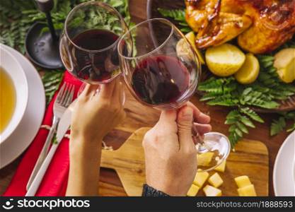 toasting with two glasses wine. Resolution and high quality beautiful photo. toasting with two glasses wine. High quality and resolution beautiful photo concept
