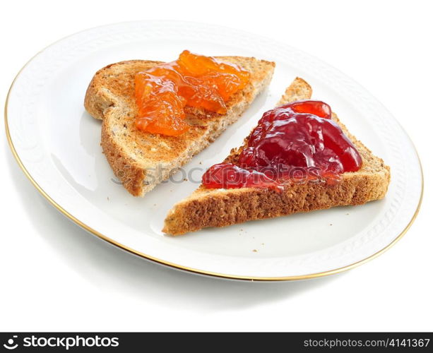 toasts with jam on a plate