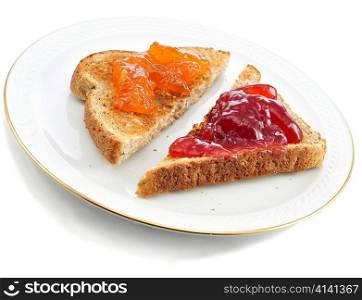 toasts with jam on a plate