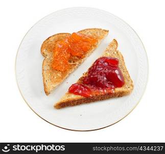toasts with jam on a plate