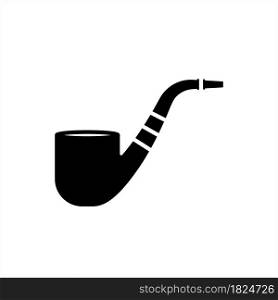 Tobacco Pipe Icon, Smoking Pipe Icon, Tobacco Smoking Device Vector Art Illustration