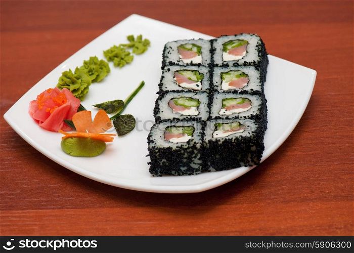 tobico sushi rolls. Japanese cuisine - tobico sushi rolls