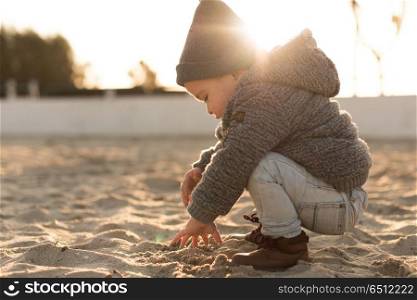 Toddler exploring the nature - Sunset Light