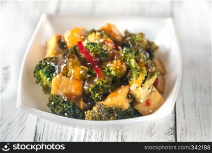 Tofu and broccoli stir-fry