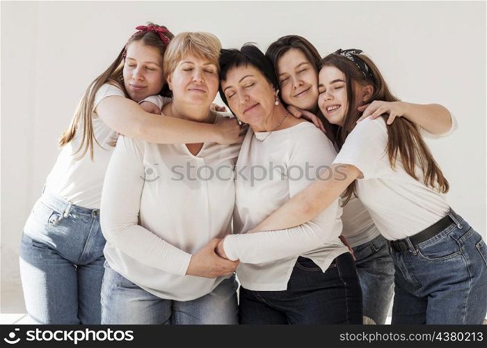 togetherness group women hugging