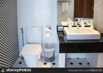Toilet and sink in the bathroom luxury.