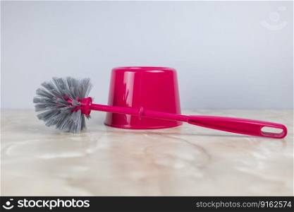 toilet brush for cleaning and cleaning the toilet bowl pink
