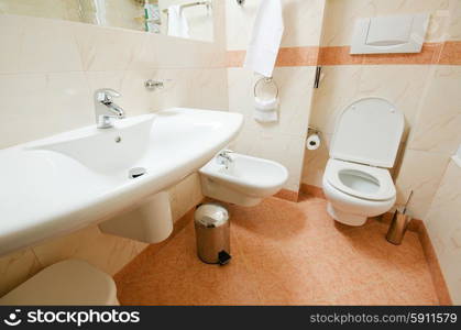 Toilet in the modern bathroom