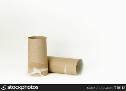 Toilet Paper Roll All Used Up Isolated on White Background