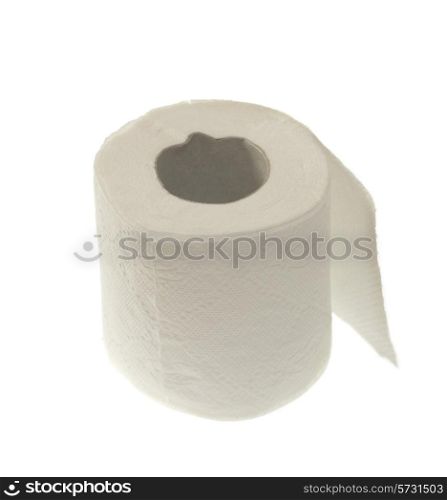 Toilet wc paper roll, isolated on white background