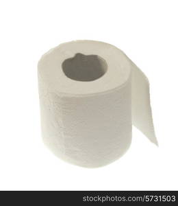 Toilet wc paper roll, isolated on white background