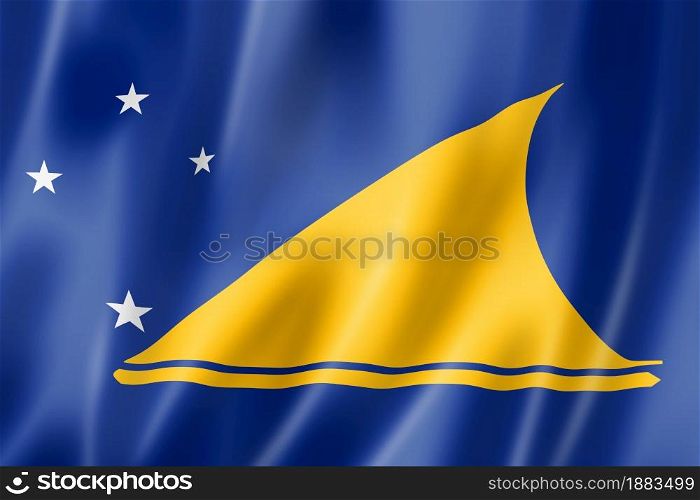 Tokelau Territory flag, New Zealand waving banner collection. 3D illustration. Tokelau Territory flag, New Zealand