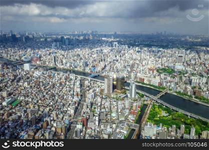Tokyo city skyline panorama aerial view, Japan. Tokyo city skyline aerial view, Japan