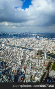 Tokyo city skyline panorama aerial view, Japan. Tokyo city skyline aerial view, Japan