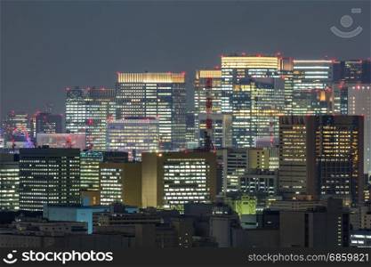Tokyo mid town Skyline cityscape night Japan. Tokyo mid town night