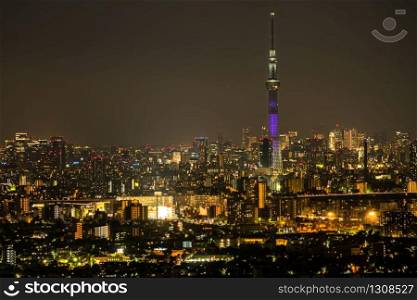 Tokyo Sky Tree, Tokyo Cityscape and skyline at night in Tokyo, Japan. Tokyo Nightlife.