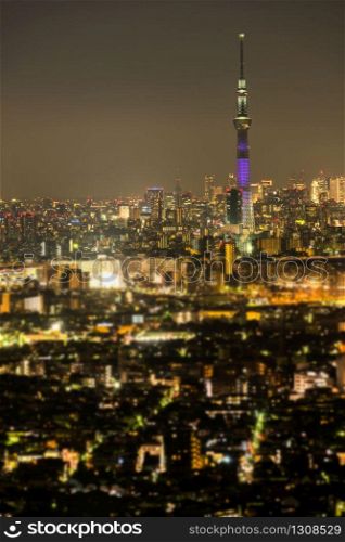 Tokyo Sky Tree, Tokyo Cityscape and skyline at night in Tokyo, Japan. Tokyo Nightlife.