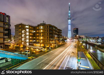 Tokyo skytree sunset in japan. Tokyo Skytree is the highest free-standing structure in Japan and 2nd in the world with over 10million visitors each year.