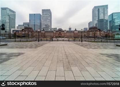 Tokyo Station and Marunouchi in Tokyo city, Japan. building architecture and landmark concept