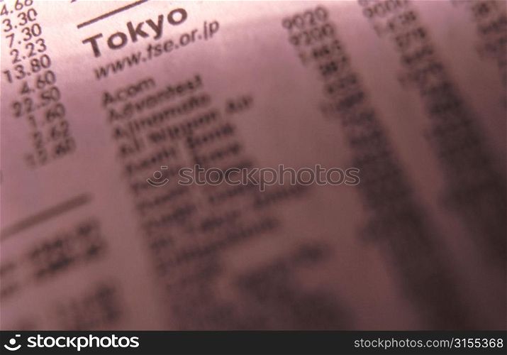 Tokyo Stock Market Listings