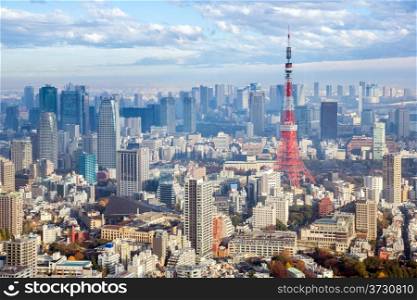 Tokyo Tower with skyline in Japan
