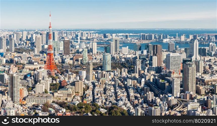 Tokyo Tower with skyline in Japan Panorama