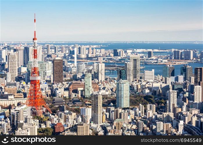 Tokyo Tower with skyline in Tokyo Japan
