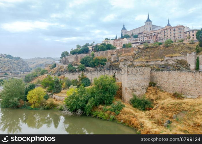 Toledo. Aerial view of the city.. Scenic view of Toledo from the height. Spain. Castilla la Mancha.