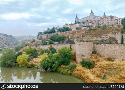 Toledo. Aerial view of the city.. Scenic view of Toledo from the height. Spain. Castilla la Mancha.