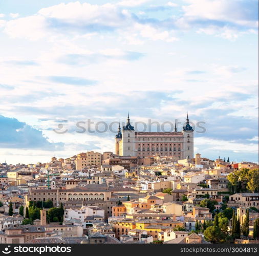 Toledo Cityscape with Alcazar in Madrid Spain