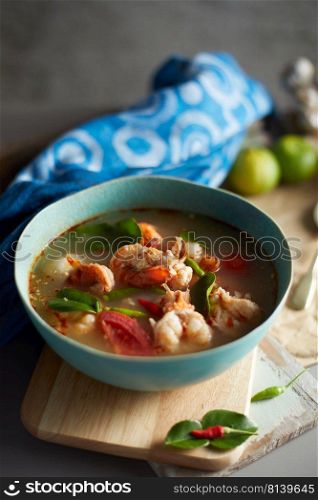 Tom Yum Kung, Spicy prawn soup. 