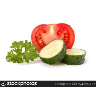 Tomato and cucumber vegetable isolated on white background