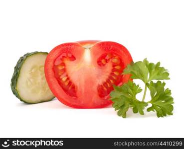 Tomato and cucumber vegetable isolated on white background