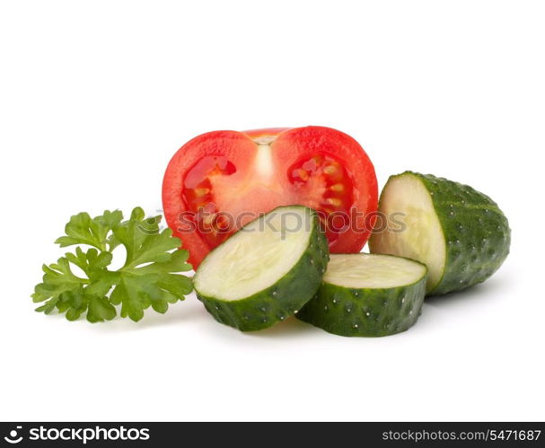 Tomato and cucumber vegetable isolated on white background