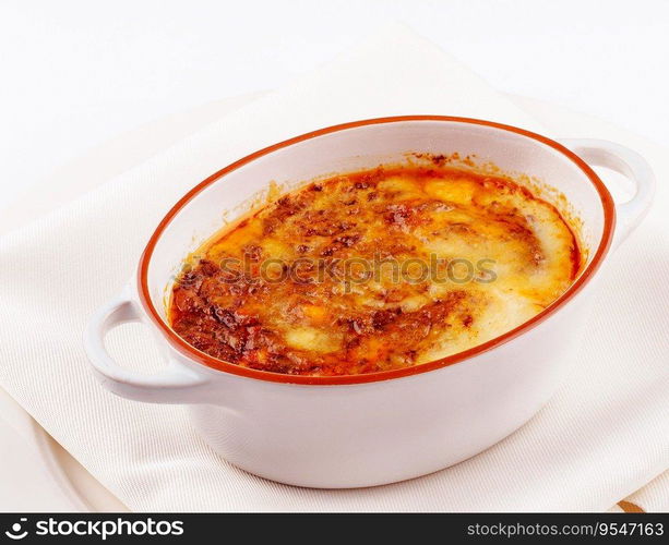 Tomato and ground beef lasagne with cheese